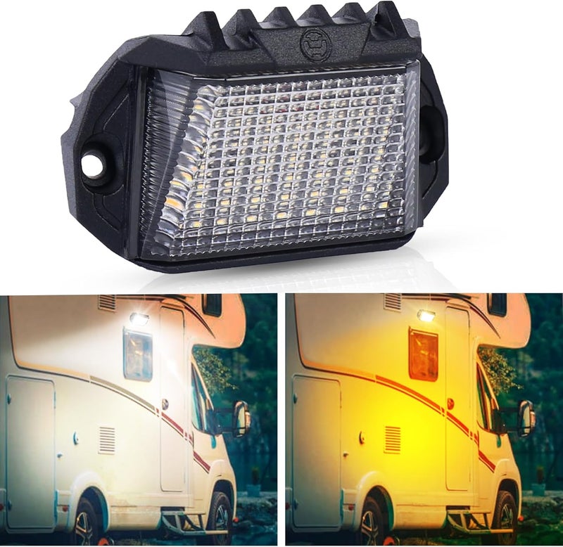 POVTOR RV Exterior LED Light, 39 LED Porch Lights With 1300LM White/1000LM Amber 12V Lights Replacement Kits for Trailers Campers - Image 1